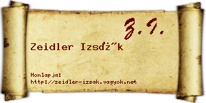 Zeidler Izsák névjegykártya
